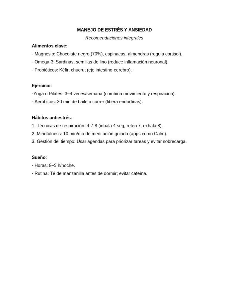 Manejo De Estres Y Ansiedad Pdf