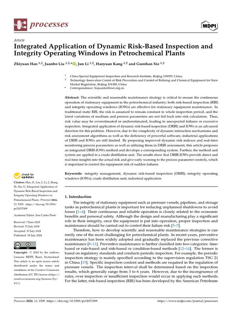 Dynamic Risk-Based Inspection in Petrochemicals | PDF | Risk | Risk ...
