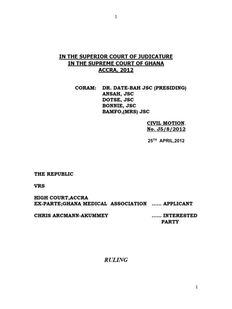 Ghana Medical Association Judicial Review | PDF | Certiorari | Writ Of ...