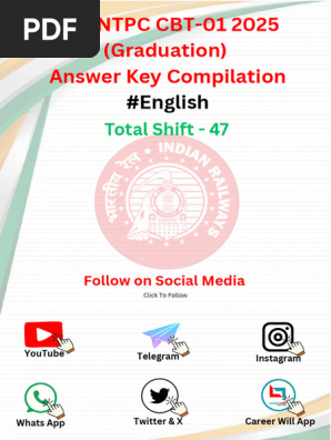 RRB NTPC 2025 Graduate Level AnswerKey Compilation in English