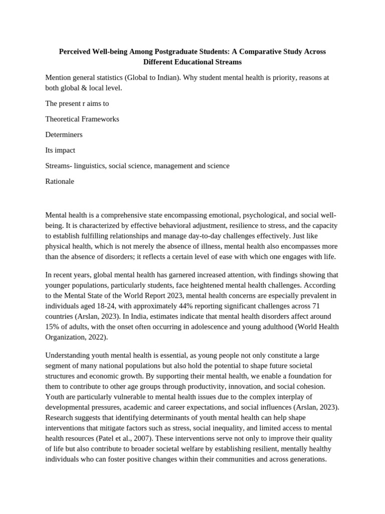 Student Mental Health and Well-being Analysis | PDF | Mental Health ...