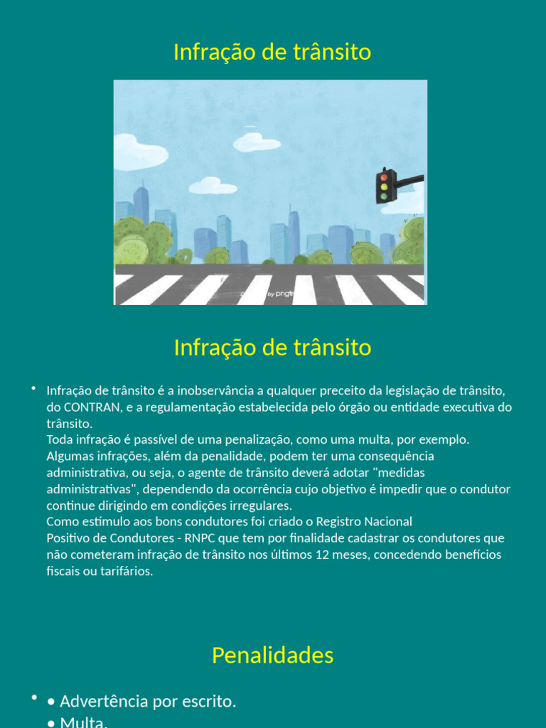 Penalidades e Infrações de Trânsito | PDF | Homicídio | Tráfego