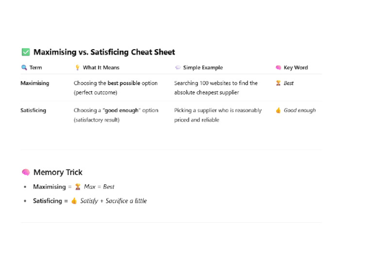 Maximising Vs Satisficing | PDF
