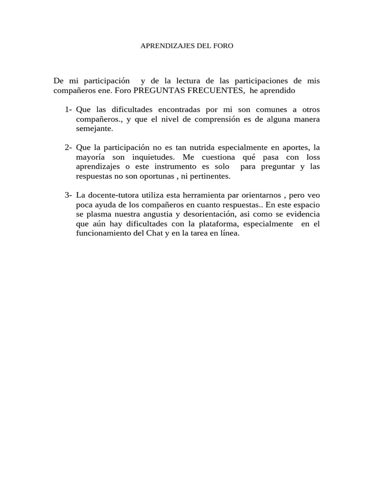 Aprendizajes Del Foro | PDF