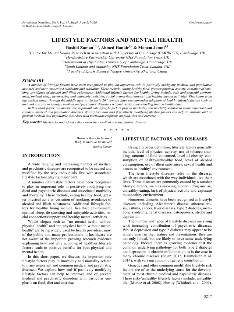 Lifestyle Factors Impacting Mental Health | PDF | Obesity | Diabetes