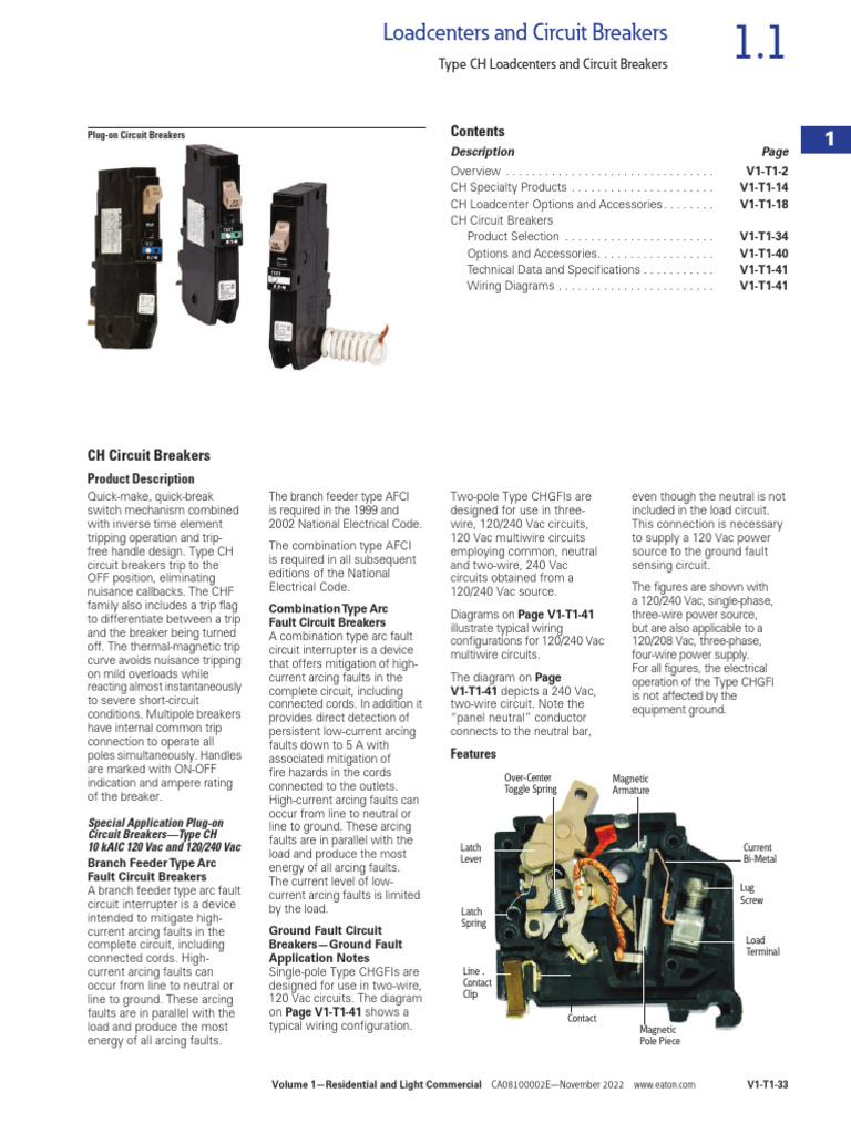 Type CH Loadcenters & Circuit Breakers | PDF | Alternating Current ...