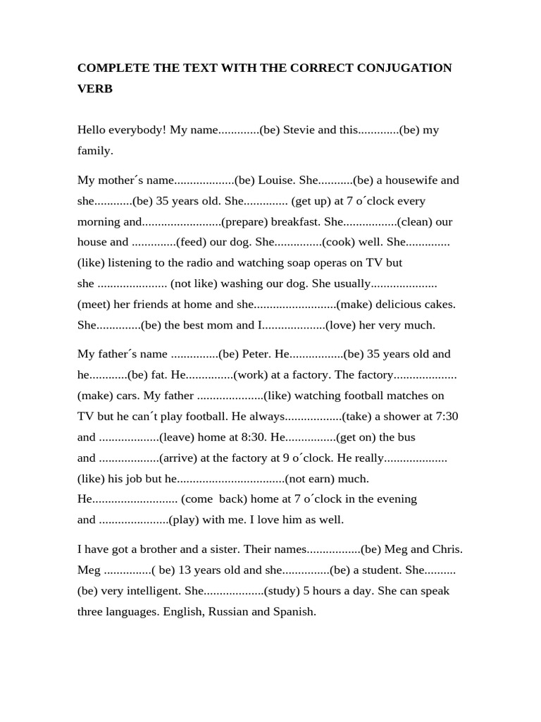 Verb Conjugation Practice Exercise | PDF