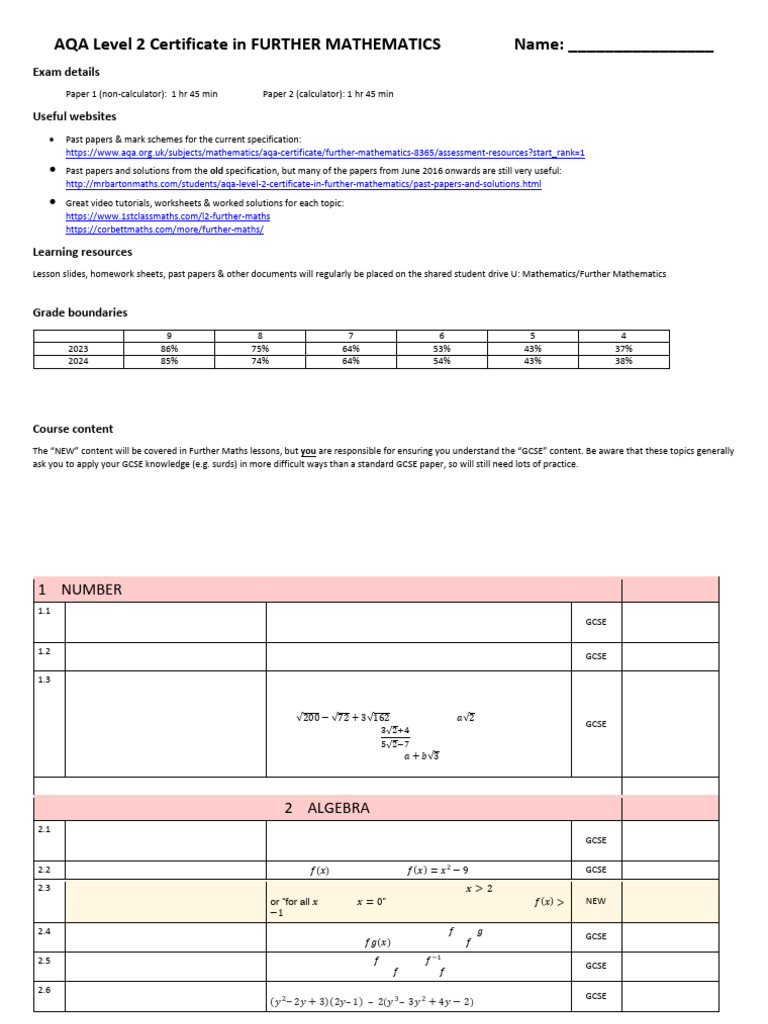 Further Maths - Course Booklet | PDF | Trigonometric Functions ...