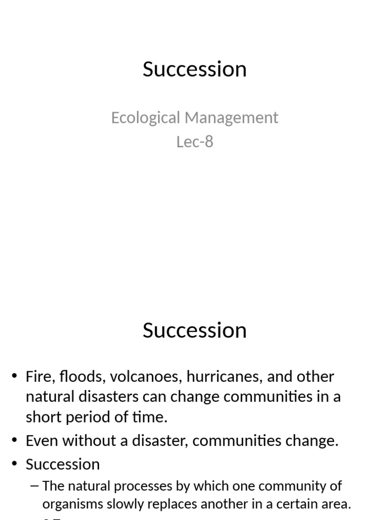 08 Lec 8 Succession | PDF | Ecosystem | Ecology