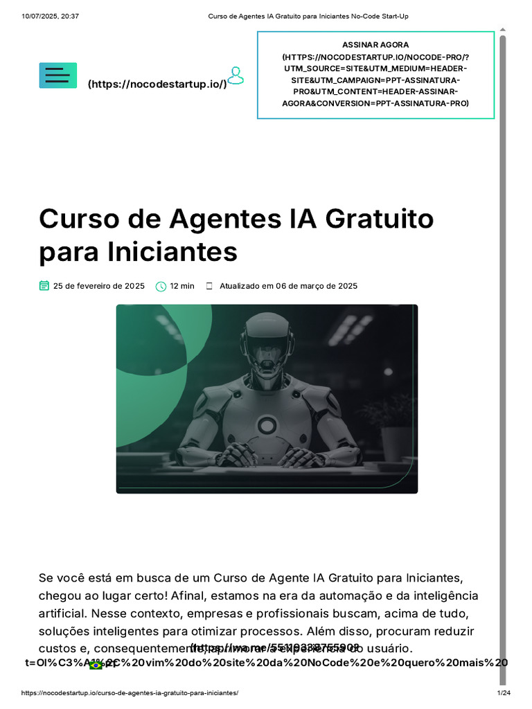 Curso Gratuito de Agentes IA No-Code | PDF | Inteligência artificial ...