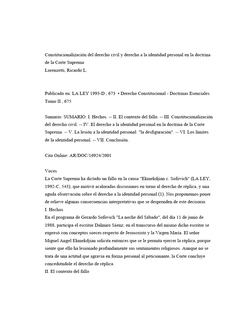 Derecho a la identidad en la Corte Suprema | PDF | Monopolio | Convenio ...