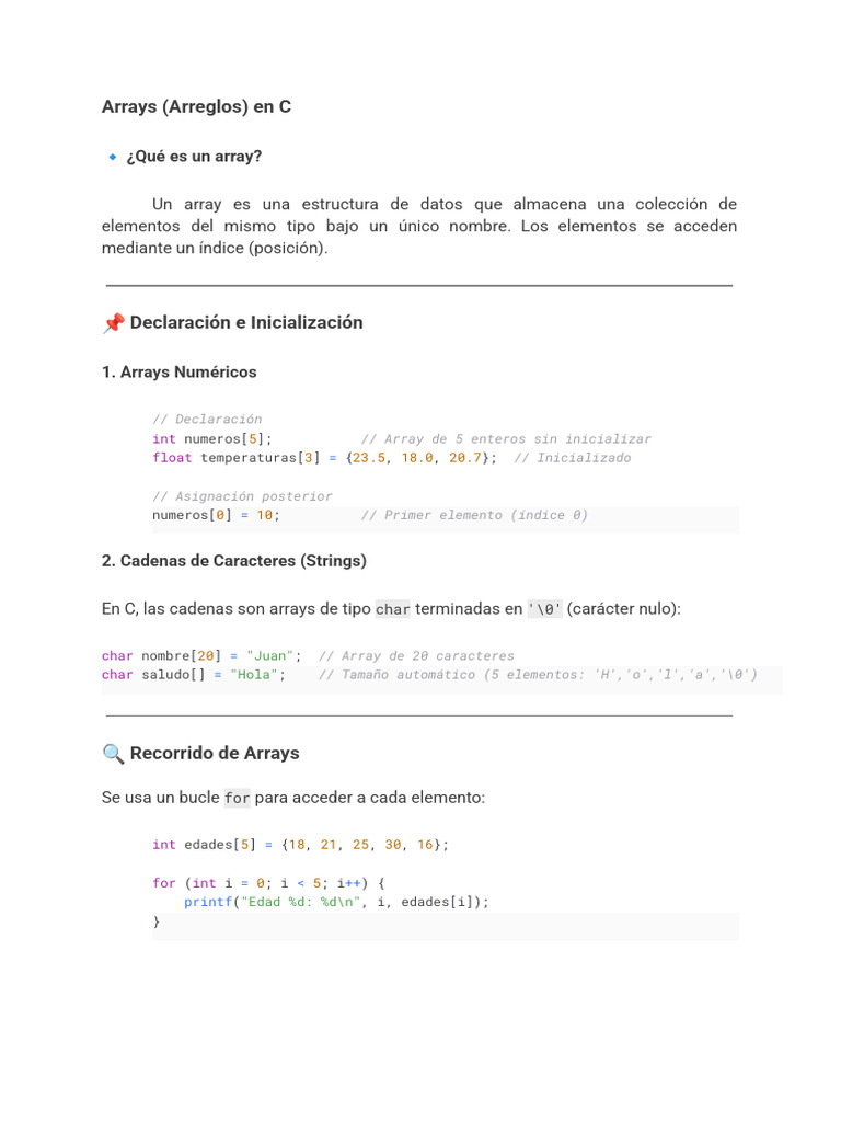 Arrays (Arreglos) EnC | PDF | Informática | Datos de computadora