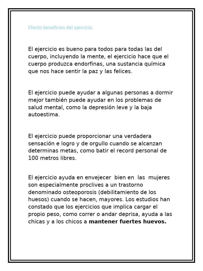 Beneficios del ejercicio para la salud | PDF