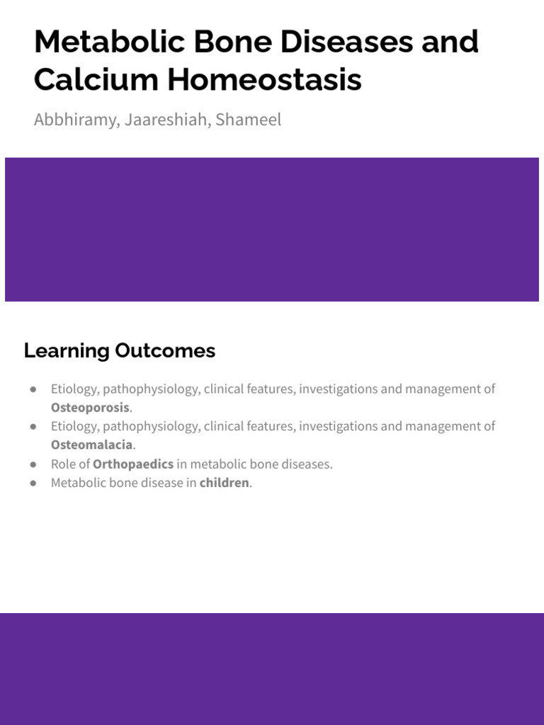 Metabolic Bone Diseases Overview | PDF | Osteoporosis | Bone