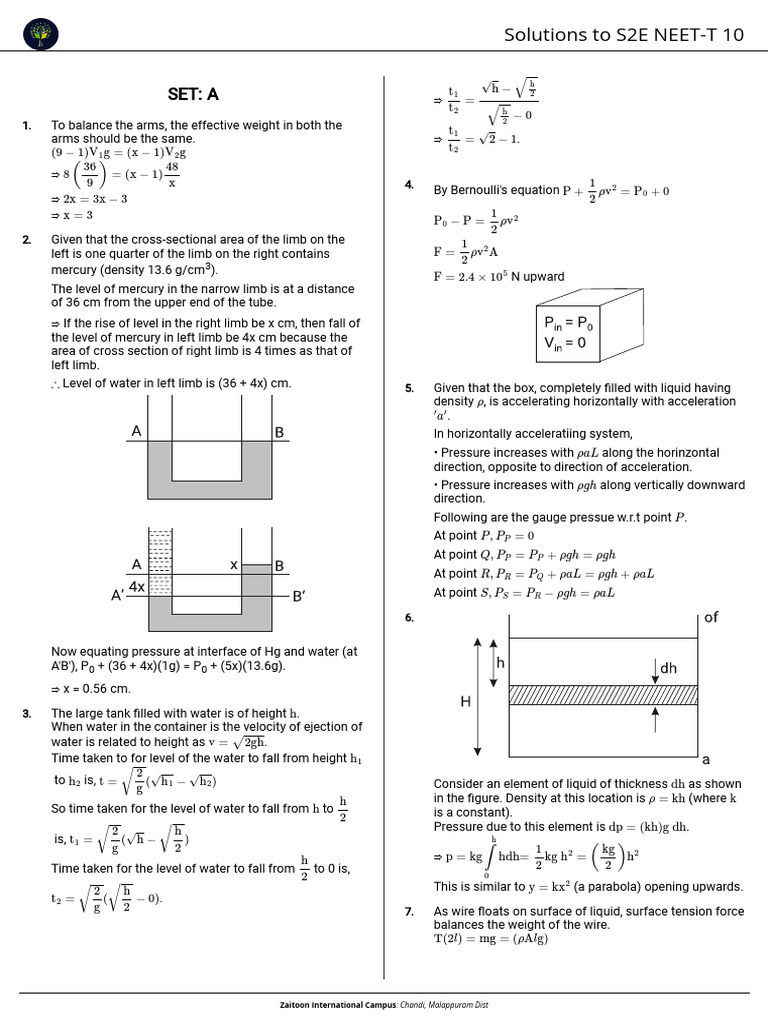 Fluid Mechanics Concepts and Calculations | PDF | Ether | Buoyancy
