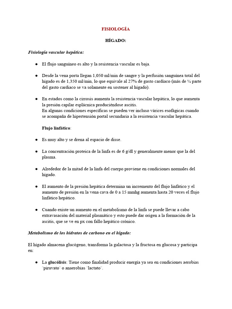 Fisio - Hígado VGFGF HFFV FGFJGVF GFDHGSD | PDF | Bilis | Metabolismo
