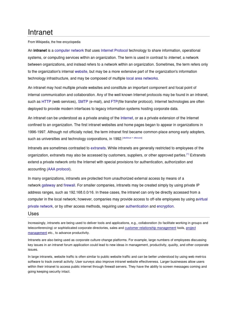 Intranet: Computer Network Internet Protocol | PDF | Electronic Data ...