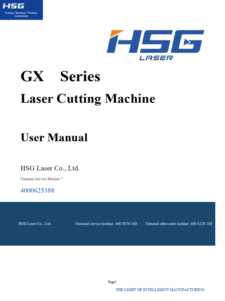 HSG GX Series Laser Cutting Manual | PDF | Laser | Welding