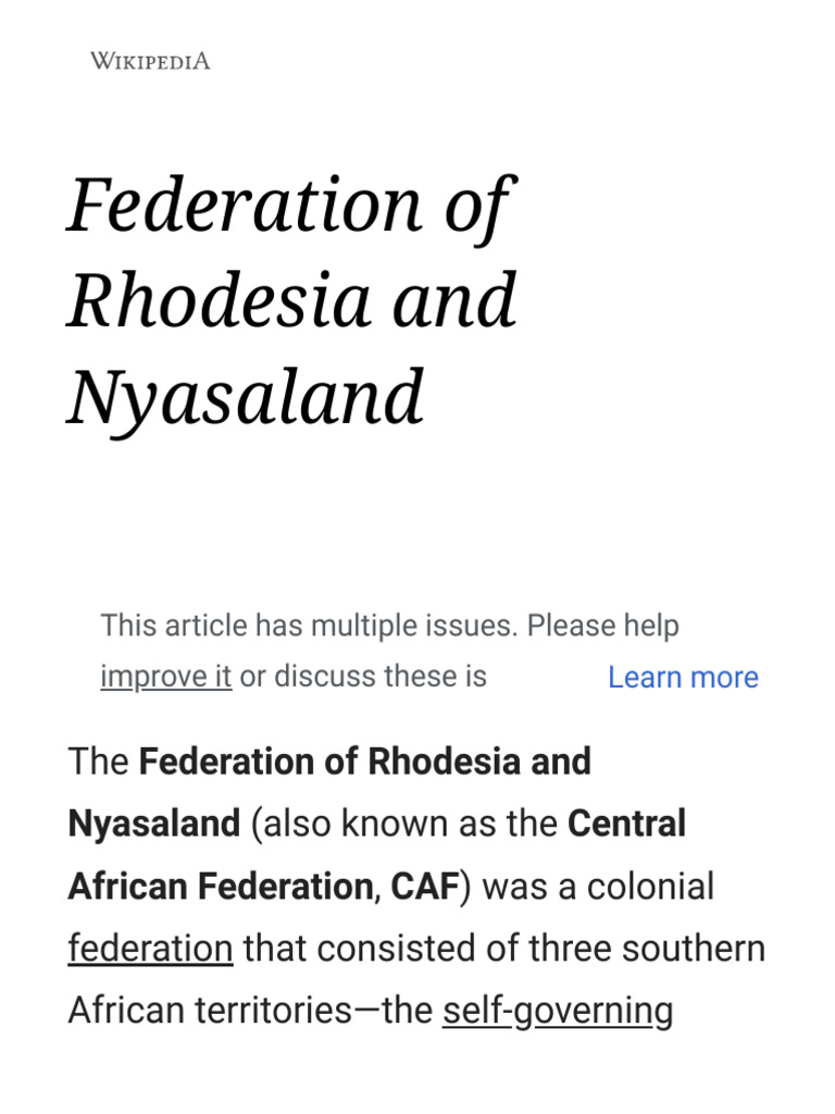 End of the Federation of Rhodesia | PDF | Government