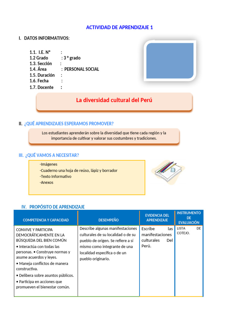 Diversidad Cultural en el Perú para Niños | PDF | Perú | Aprendizaje