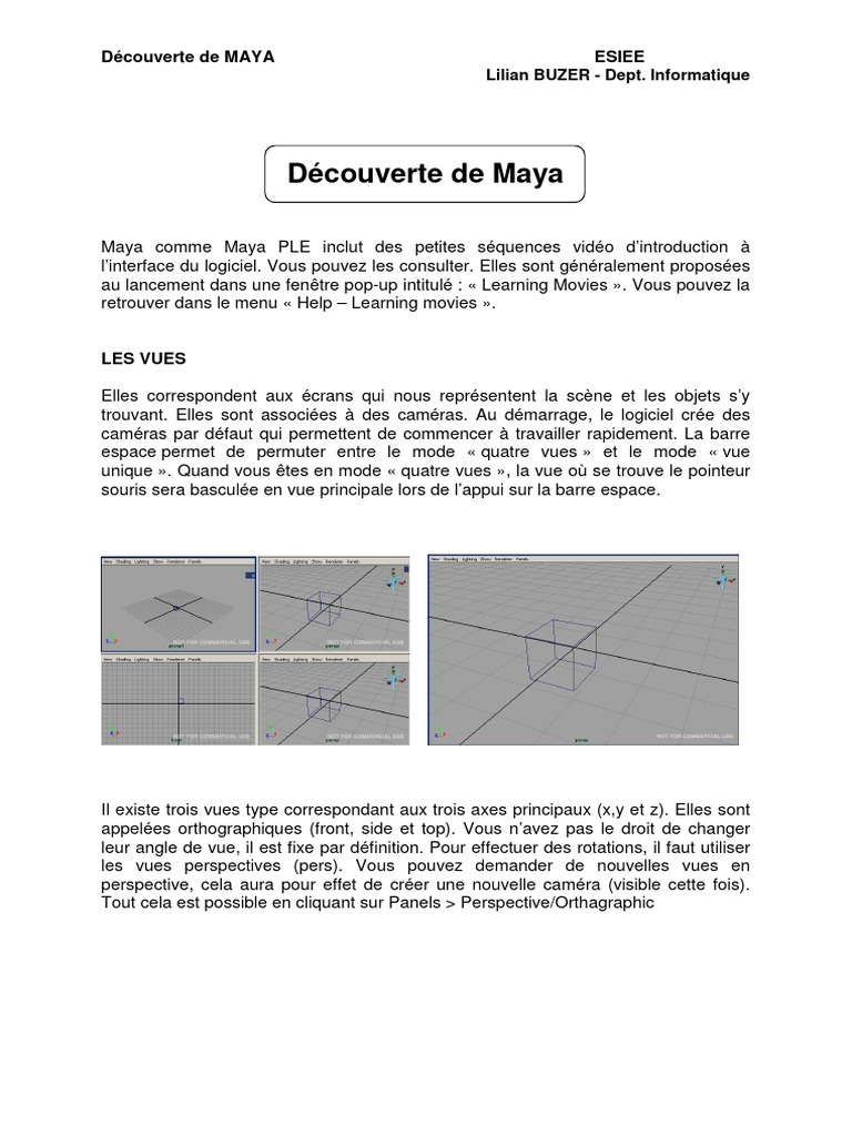 Introduction à Maya : Vues et Outils | PDF | Interface graphique ...
