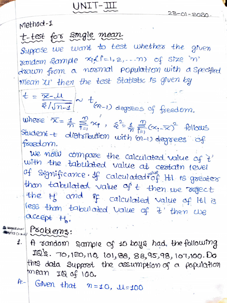 T-Test For Single and Double Mean | PDF | Methodology | Data Collection