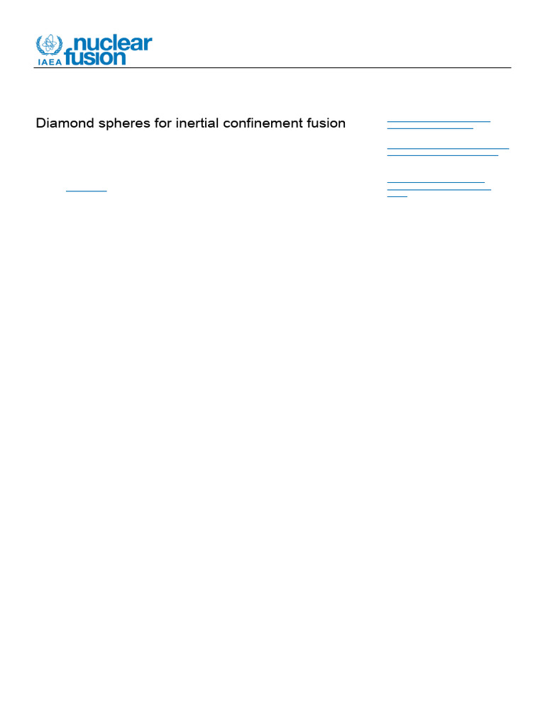 Diamond Targets for Inertial Fusion | PDF | Diamond | Nuclear Fusion