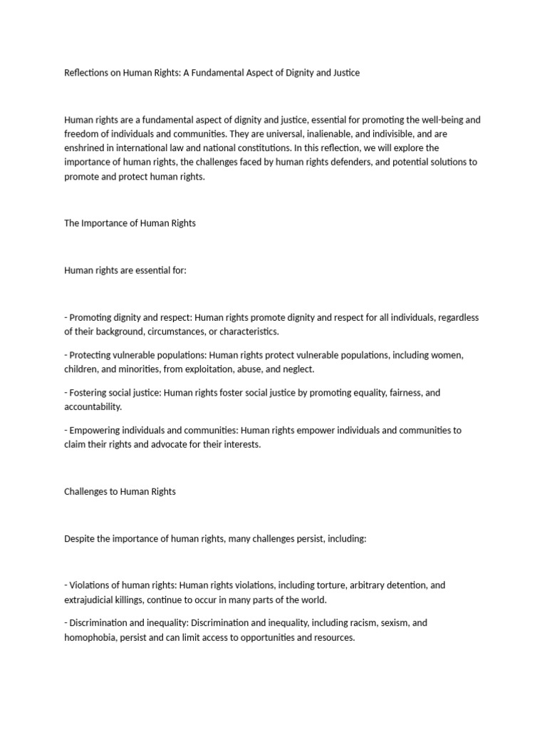 Importance of Human Rights and Justice | PDF | Human Rights | Applied ...