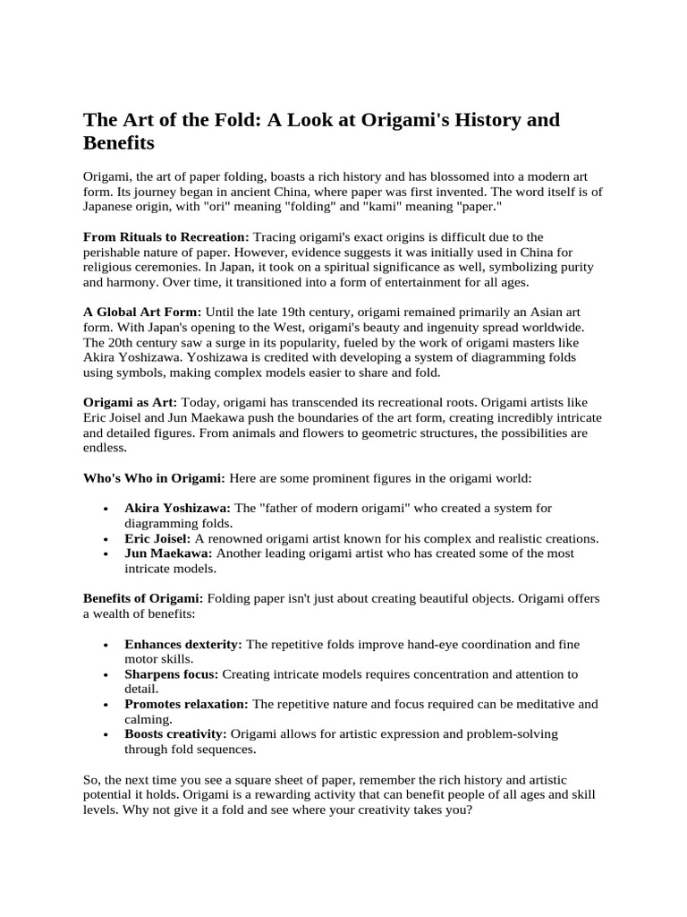Introduction To Origami | PDF | Origami