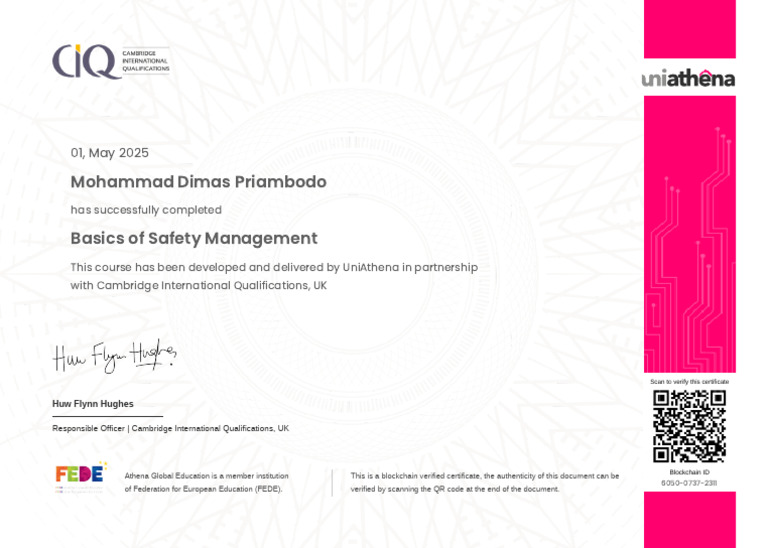 Mohammad Dimas CR701 Certificate | PDF