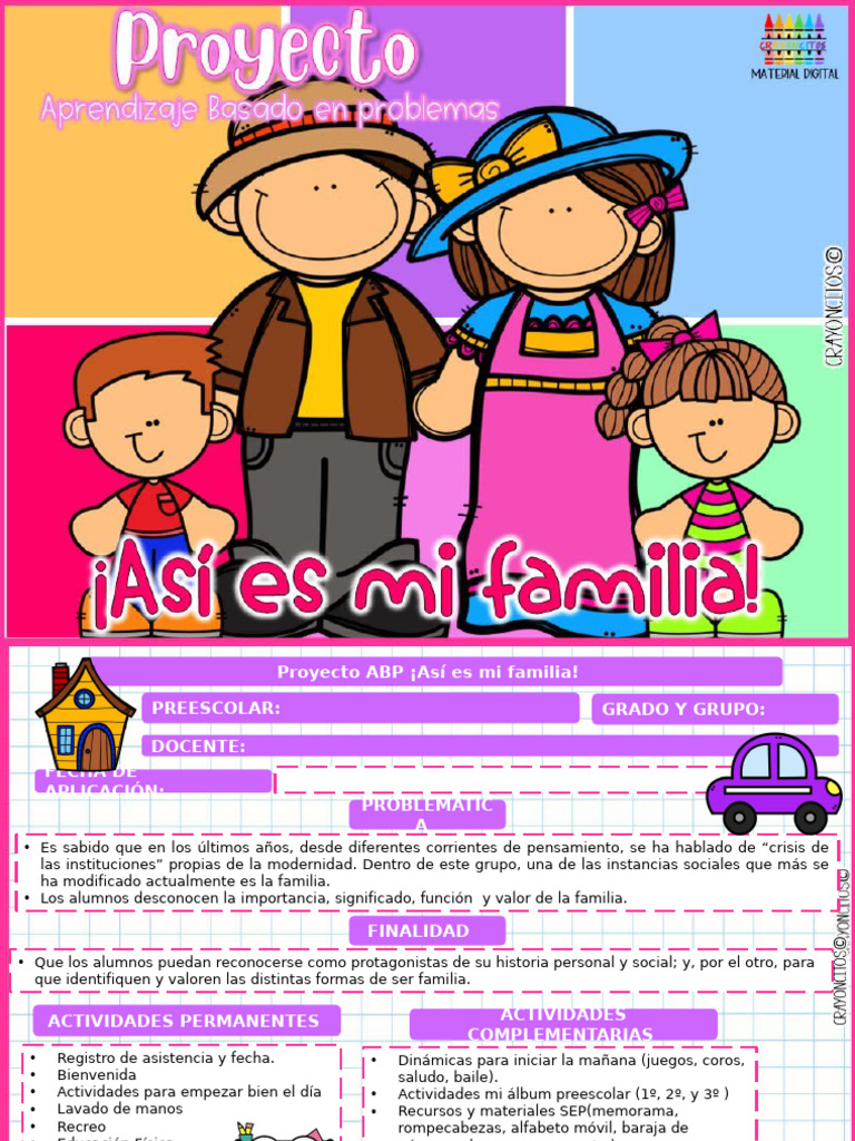 Actividades sobre la familia en preescolar | PDF