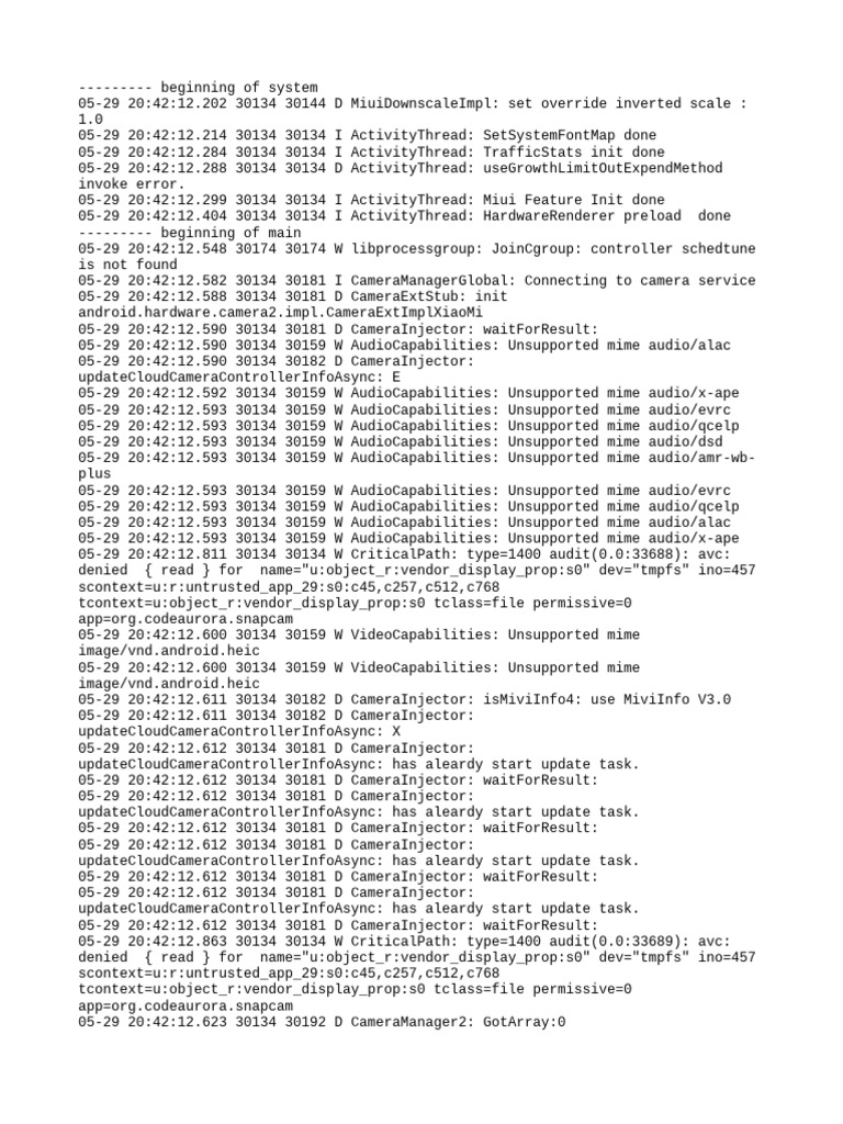 Camera Initialization Log Analysis | PDF | Computer Science | Computer ...