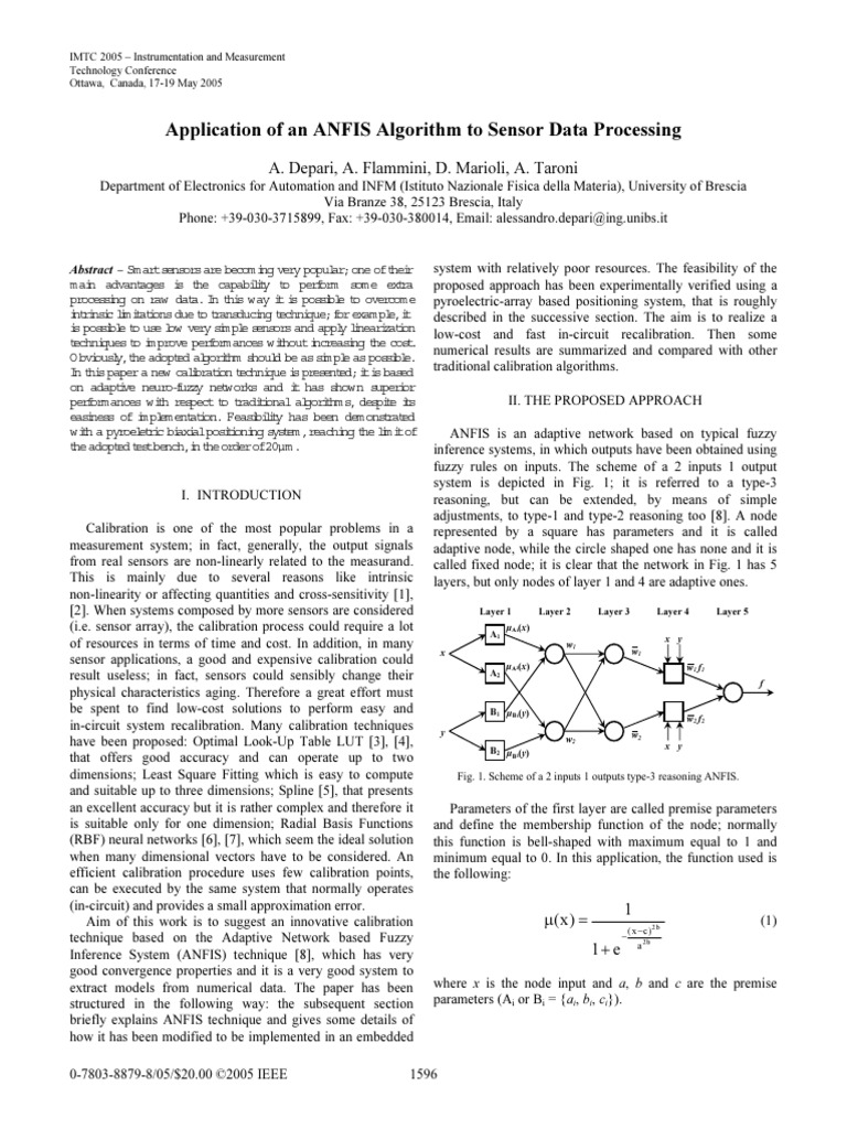 ANFIS for Sensor Data Calibration | PDF | Fuzzy Logic | Applied Mathematics