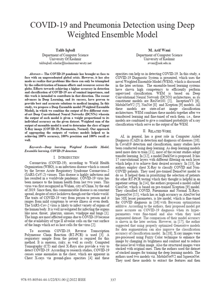 COVID-19 and Pneumonia Detection Using Deep Weighted Ensemble Model ...