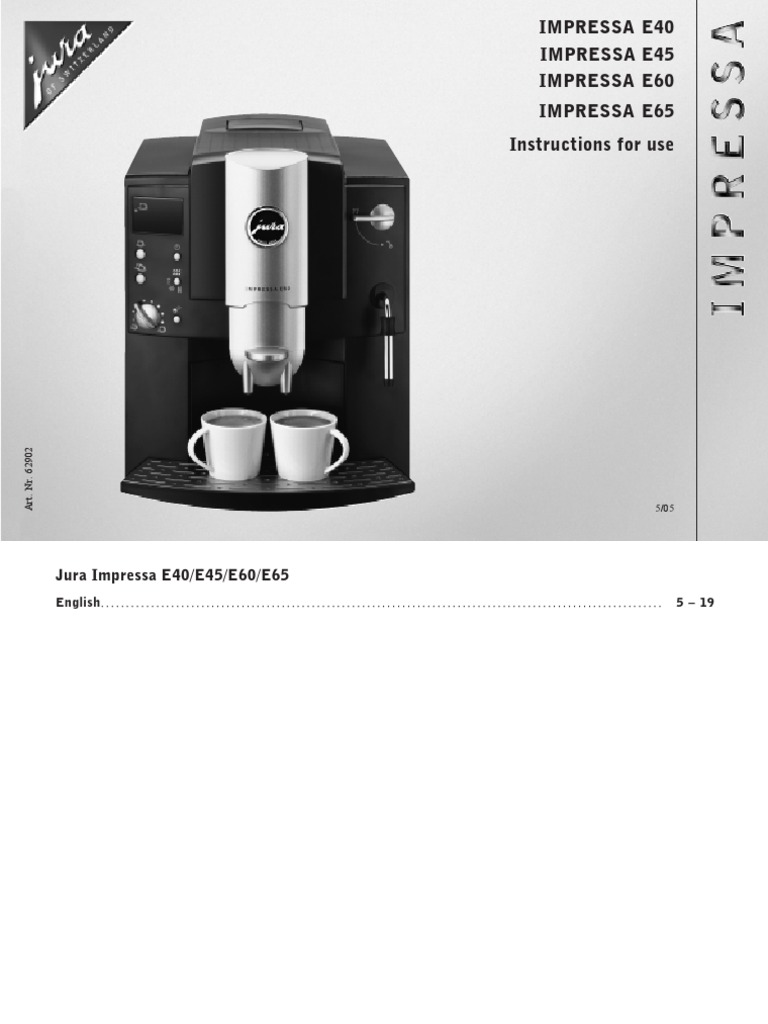 Jura Imp E40 Manual PDF Coffee Nature