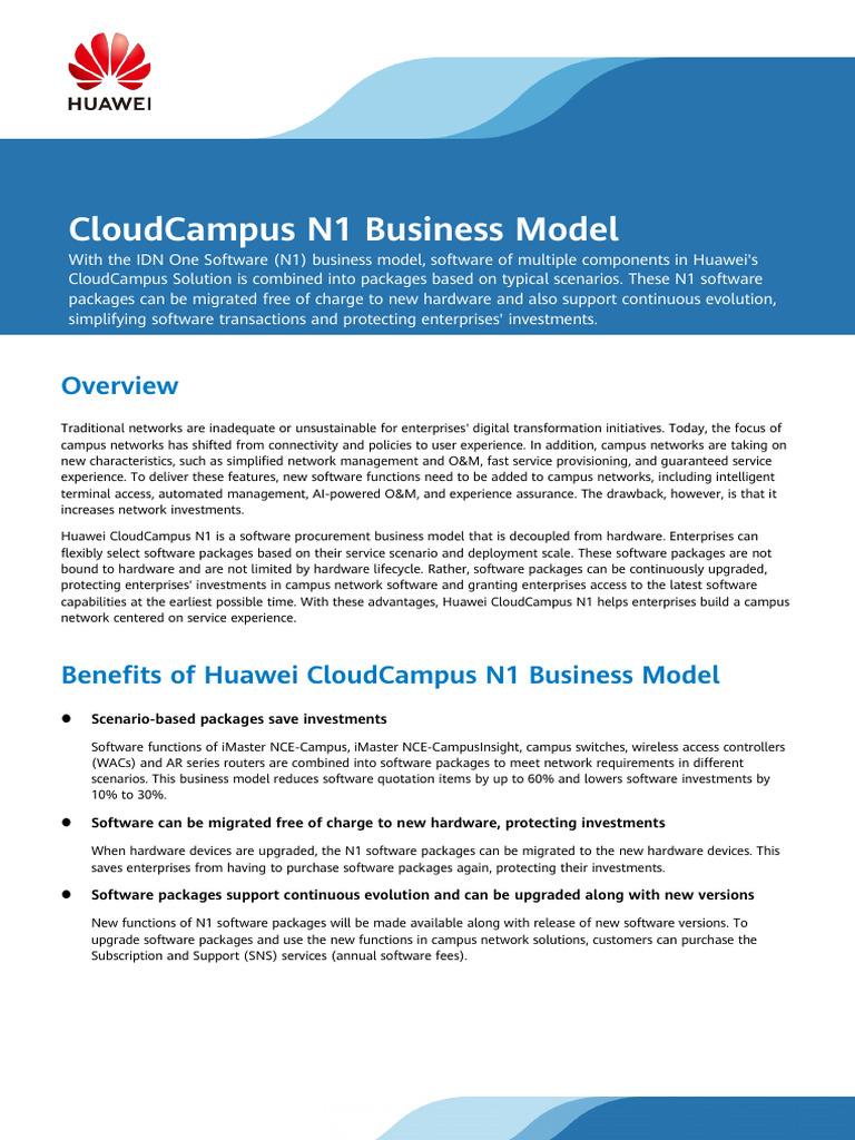 Huawei CloudCampus N1 Business Model Guide | PDF | Software | Cloud ...