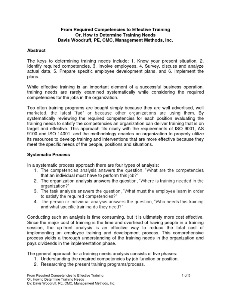 Effective Training Needs Analysis Guide | PDF | Competence (Human ...