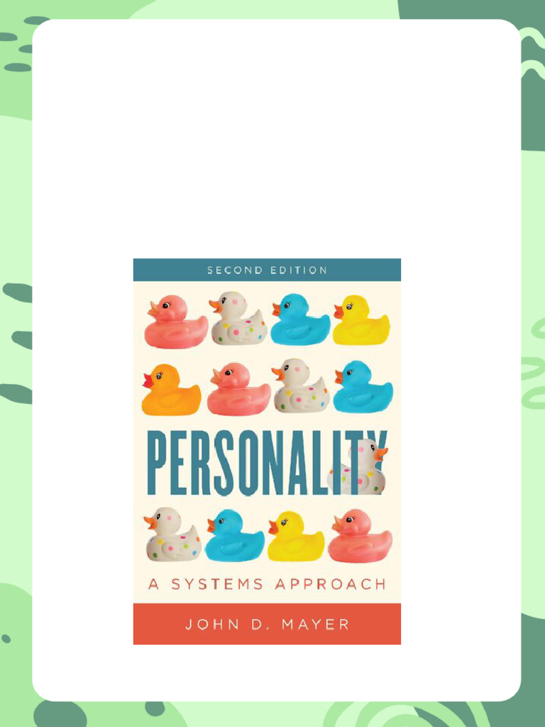 Personality A Systems Approach 2nd Edition John D Mayer download PDF
