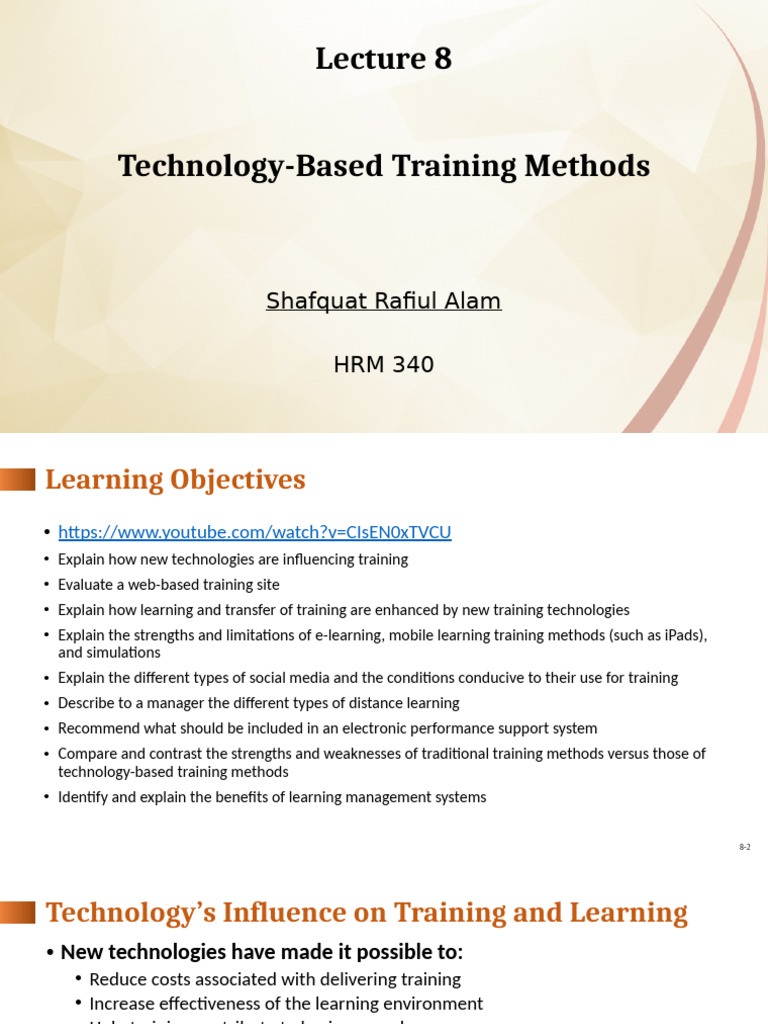 Technology-Based Training Methods Overview | PDF | Educational ...