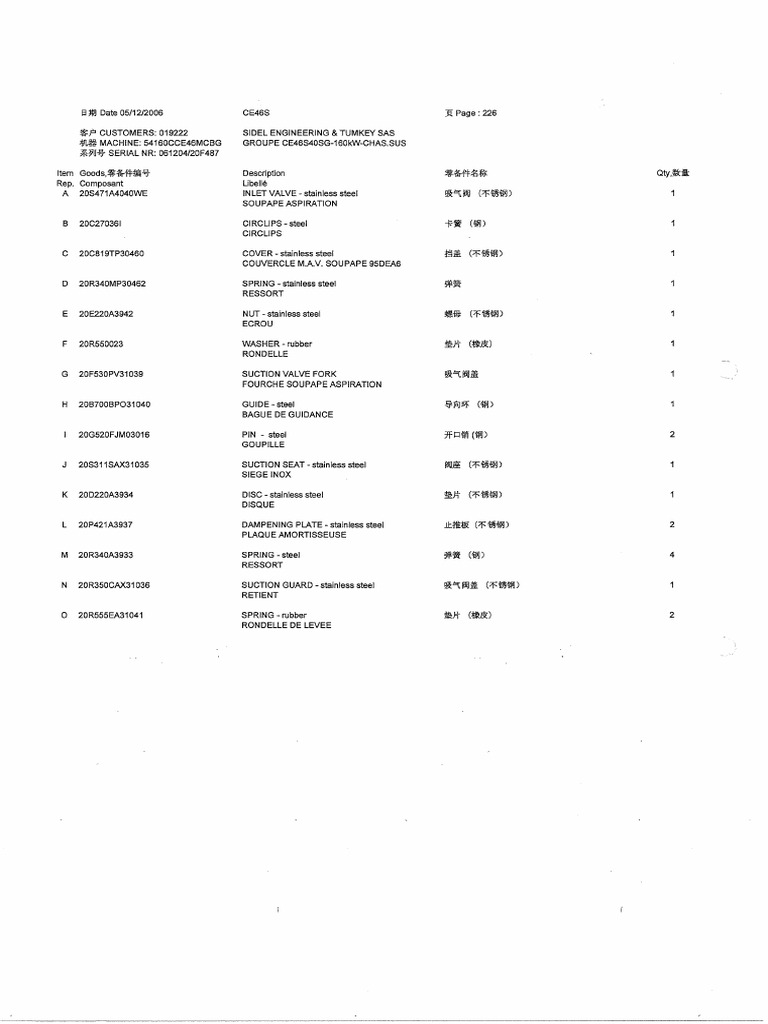 AF Compressor Part List - 2 | PDF