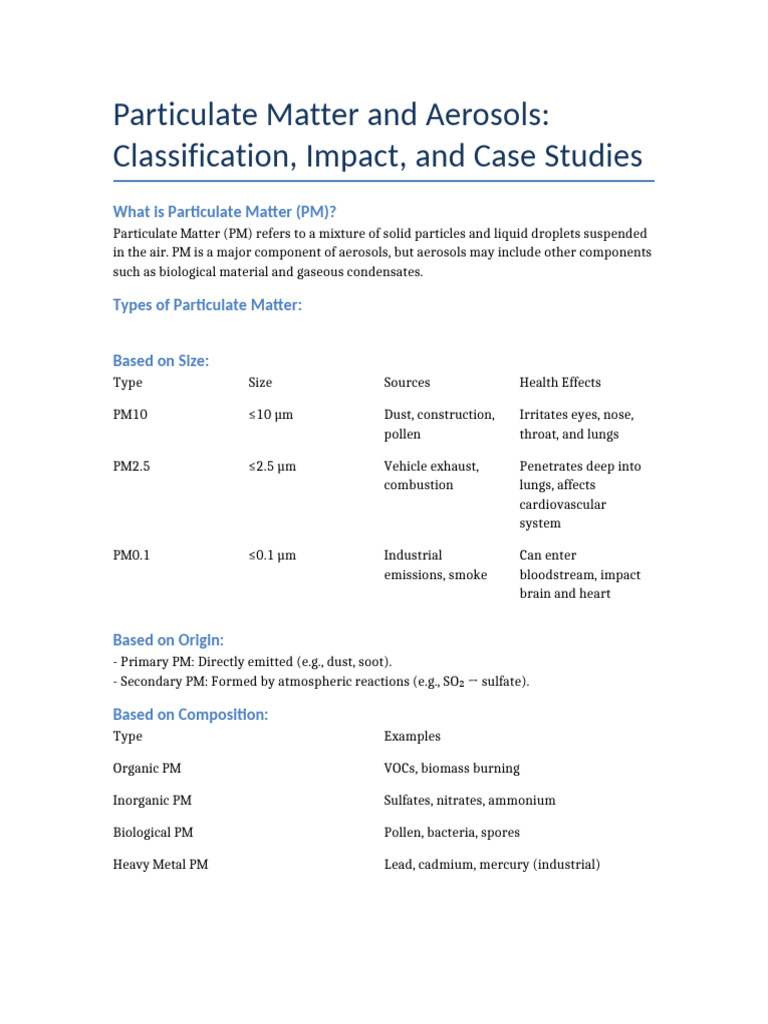 Understanding Particulate Matter and Aerosols | PDF | Particulates ...