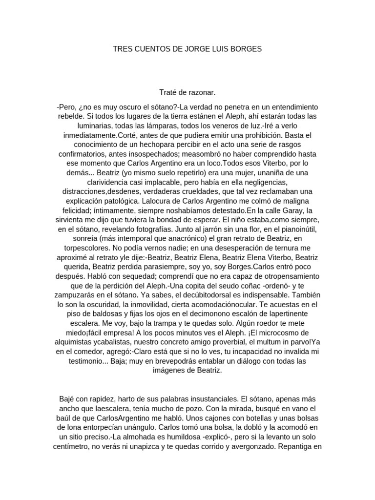 Tres Cuentos de Jorge Luis Borges | PDF | Don Quijote | Miguel De Cervantes