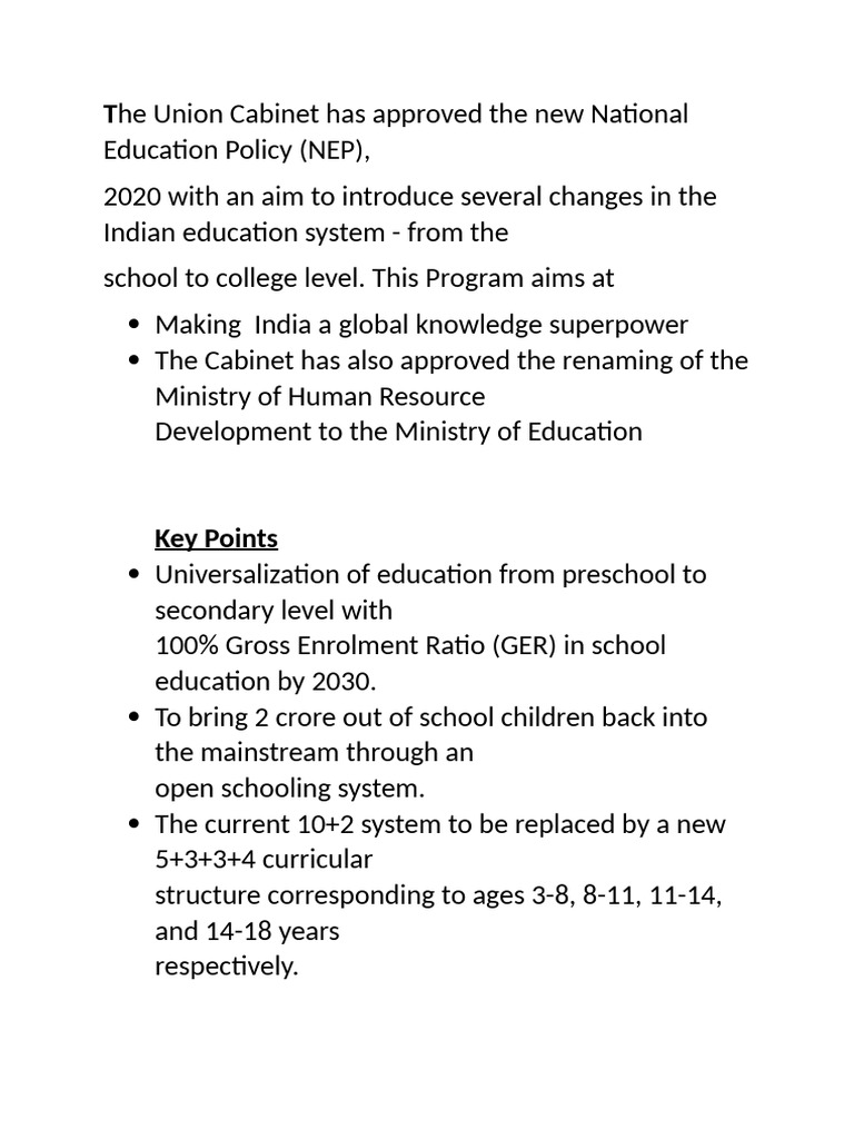 NEP 2020: Transforming Indian Education | PDF
