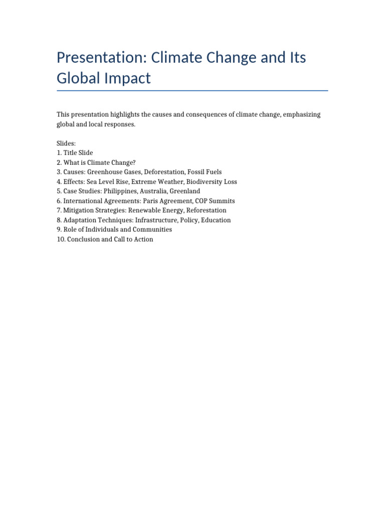 Climate Change Presentation | PDF