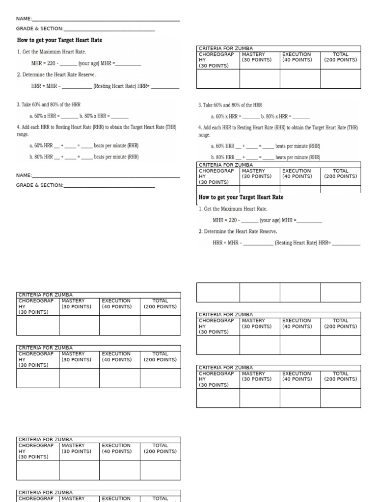 Zumba Choreography Grading Criteria | PDF