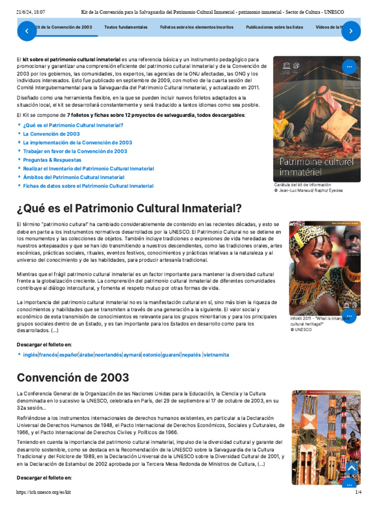Kit de La Convención para La Salvaguardia Del Patrimonio Cultural ...