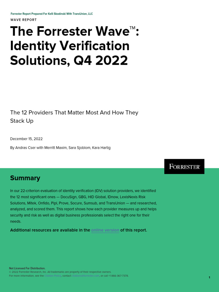 Forrester Wave: ID Verification Leaders 2022 | PDF | Biometrics ...
