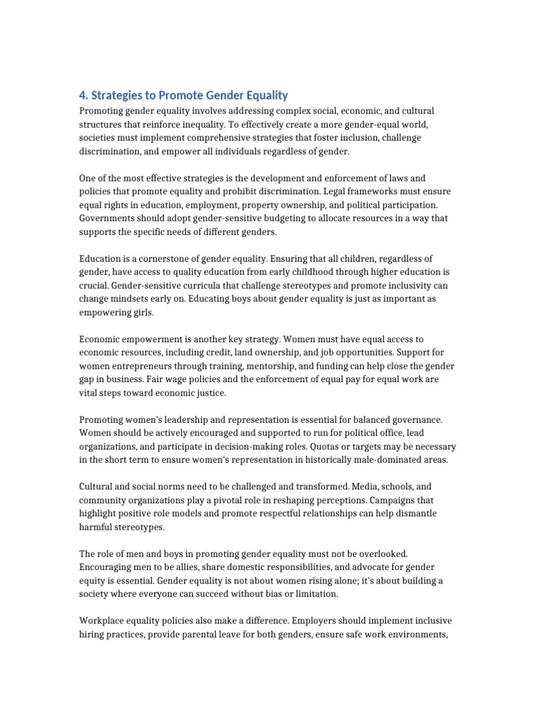 Effective Strategies for Gender Equality | PDF | Gender Studies ...