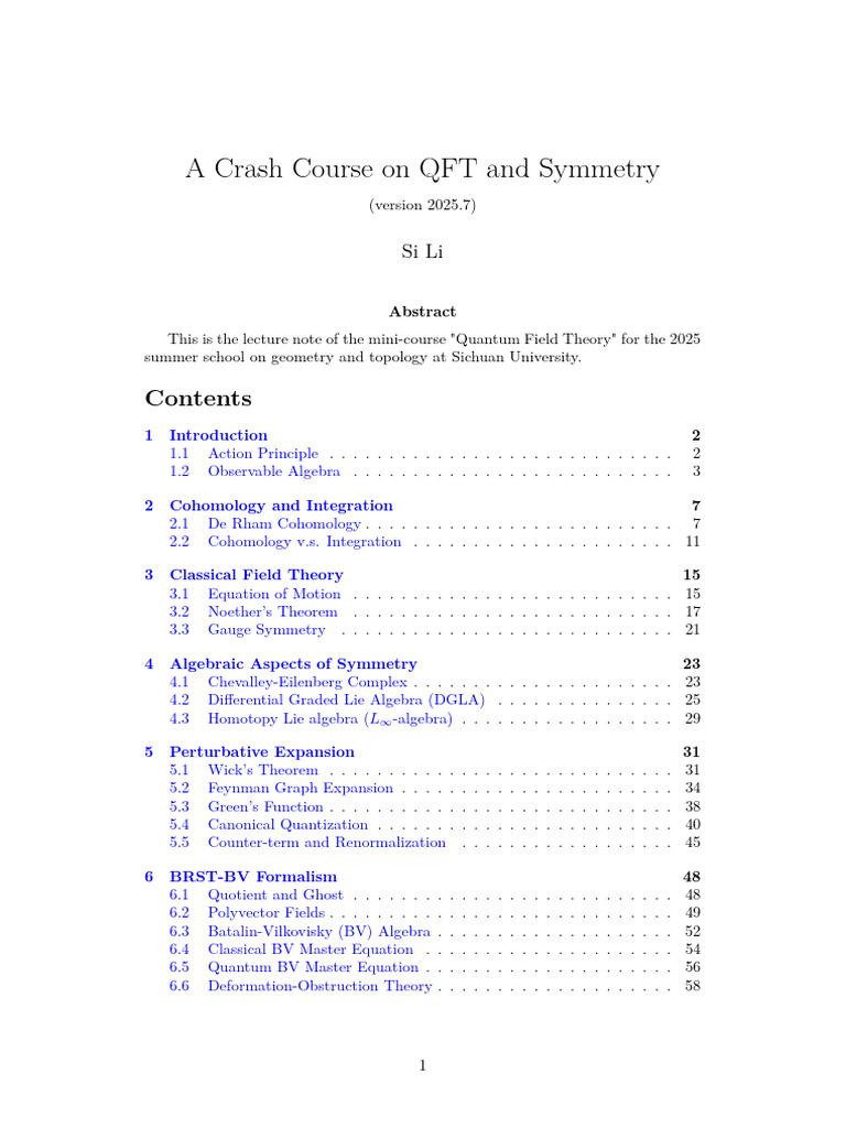 Quantum Field Theory and Symmetry Guide | PDF | Quantum Field Theory ...