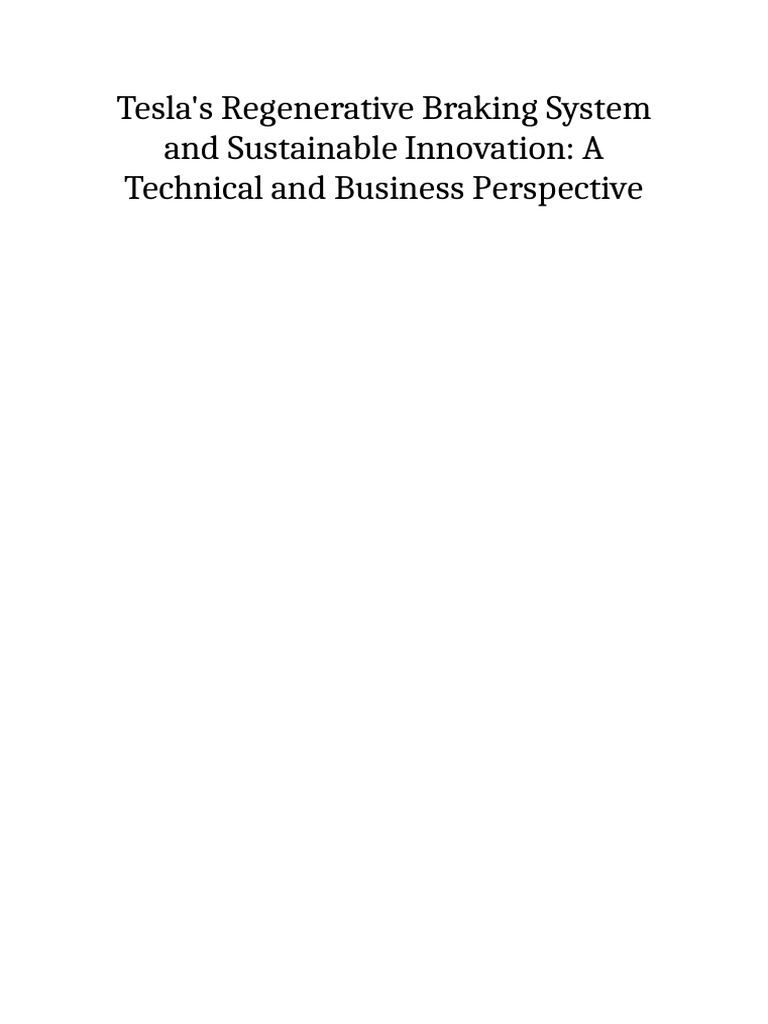 IEEE Style Mohan Draft Tesla Project Thesis | PDF | Brake | Electric ...